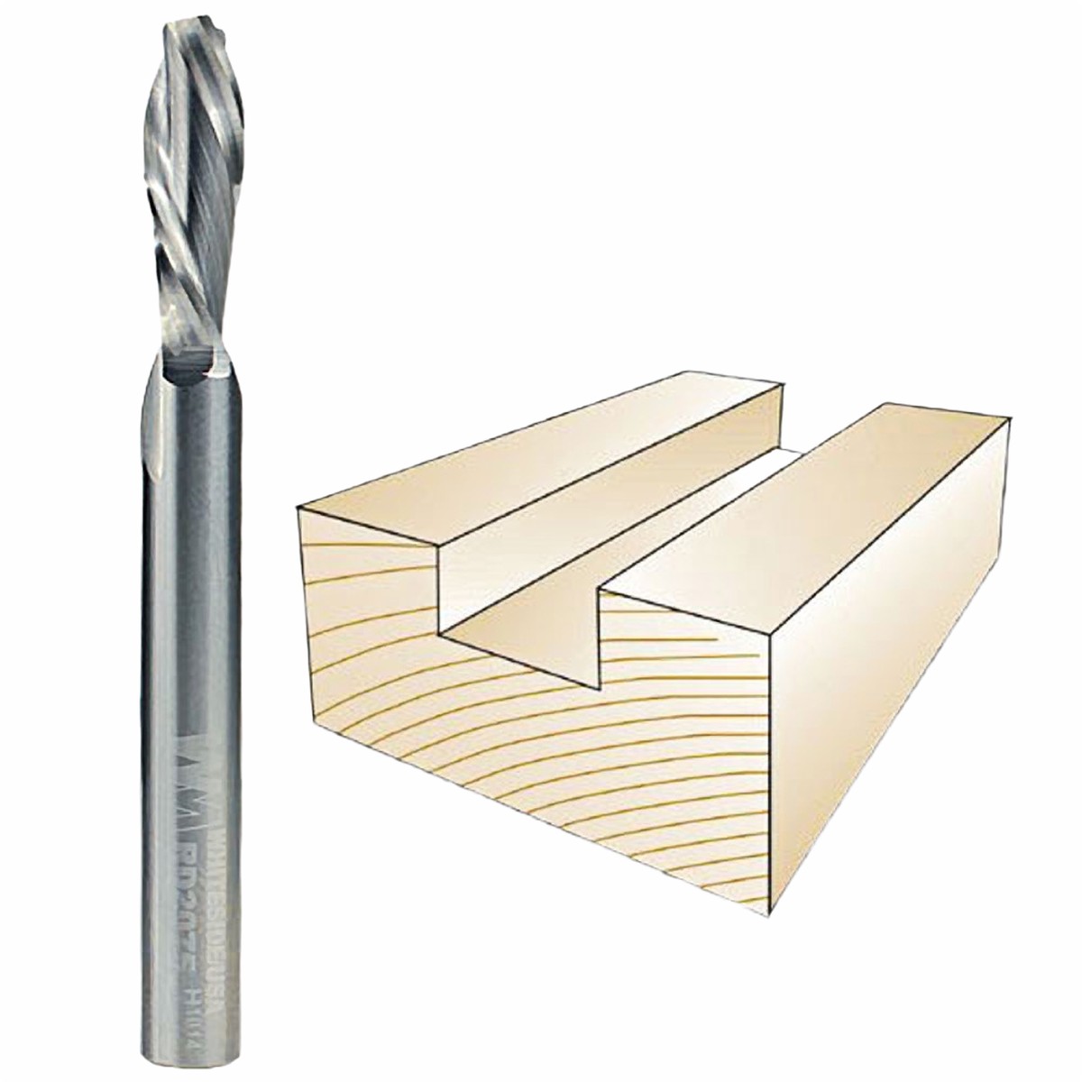 Whiteside Spiral Downcut Bit, 1/4 in. SH x 1/4 in. CD x 3/4 in. CL